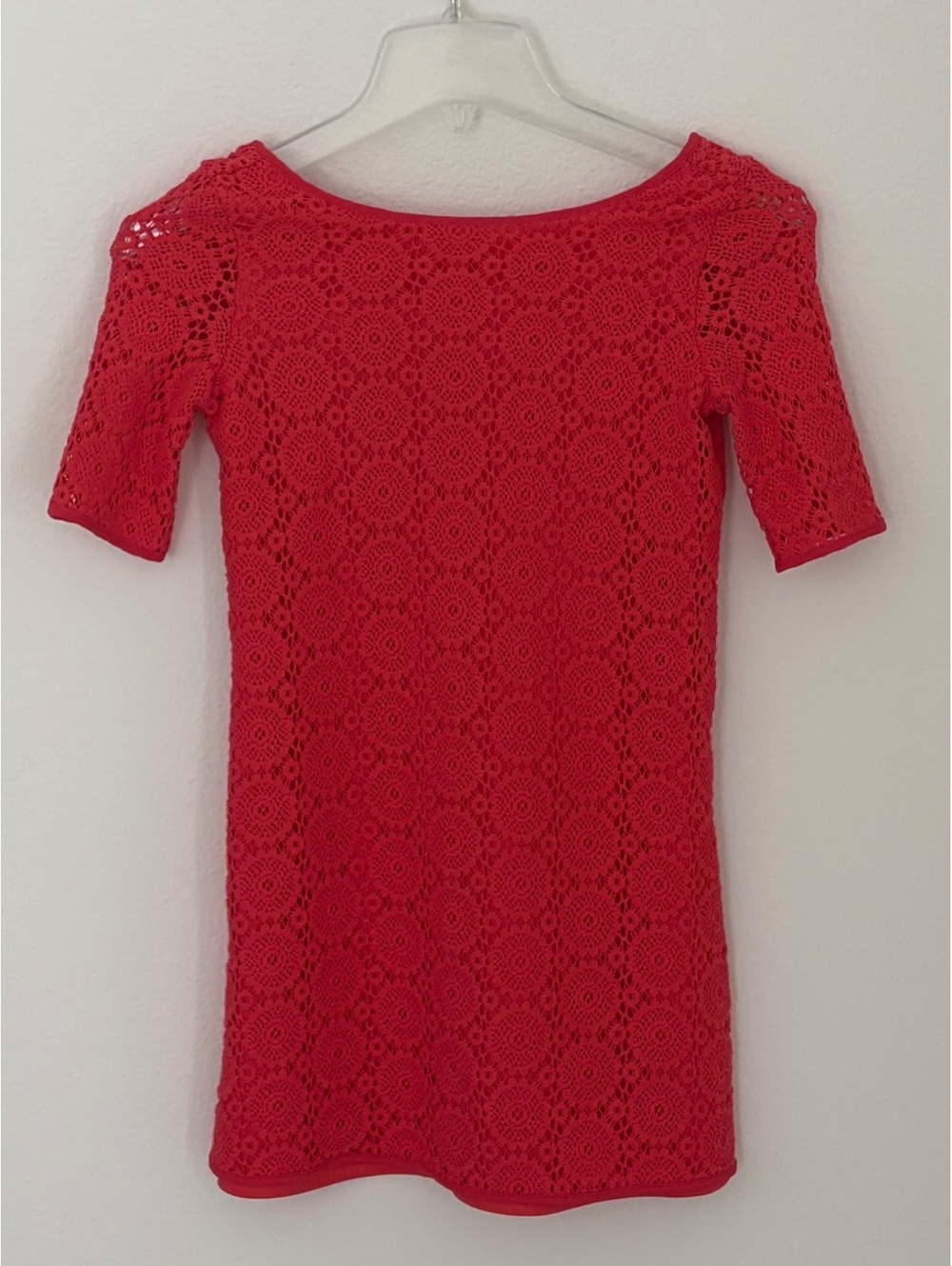 Lilly Pulitzer Girls Pink Coral Topanga Crochet Lace Dress Size Large (8-10)